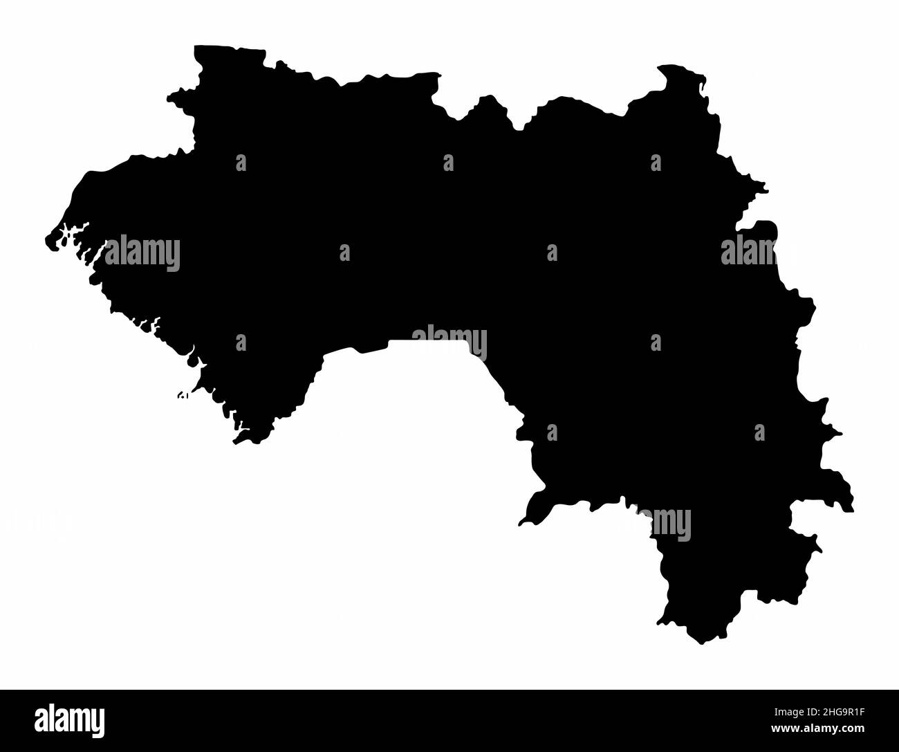 Carte de silhouette de Guinée isolée sur fond blanc Illustration de Vecteur
