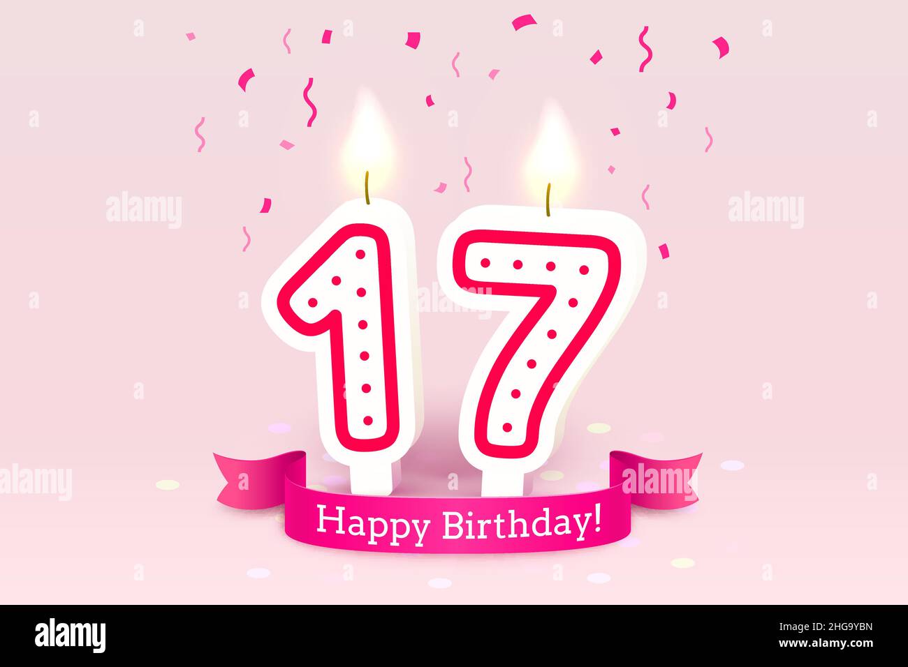 Joyeux anniversaire.17 anniversaire de l'anniversaire, bougie sous forme de  nombres.Illustration vectorielle Image Vectorielle Stock - Alamy