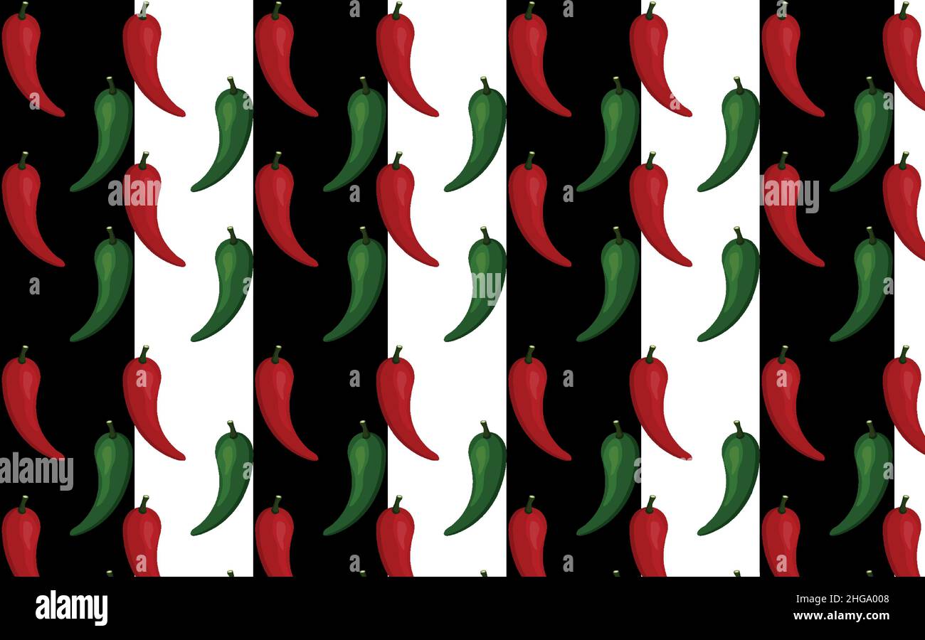 Piment rouge et vert épicé chaud à motif sans couture.papier Chili rouge et vert Illustration de Vecteur