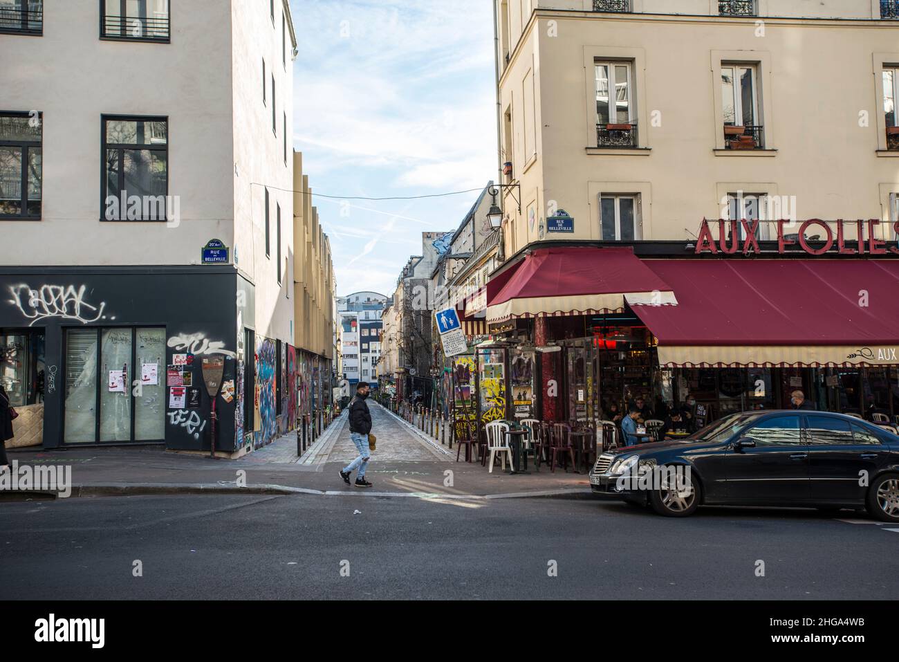 Une journée ordinaire dans le quartier de Belleville, Paris Banque D'Images