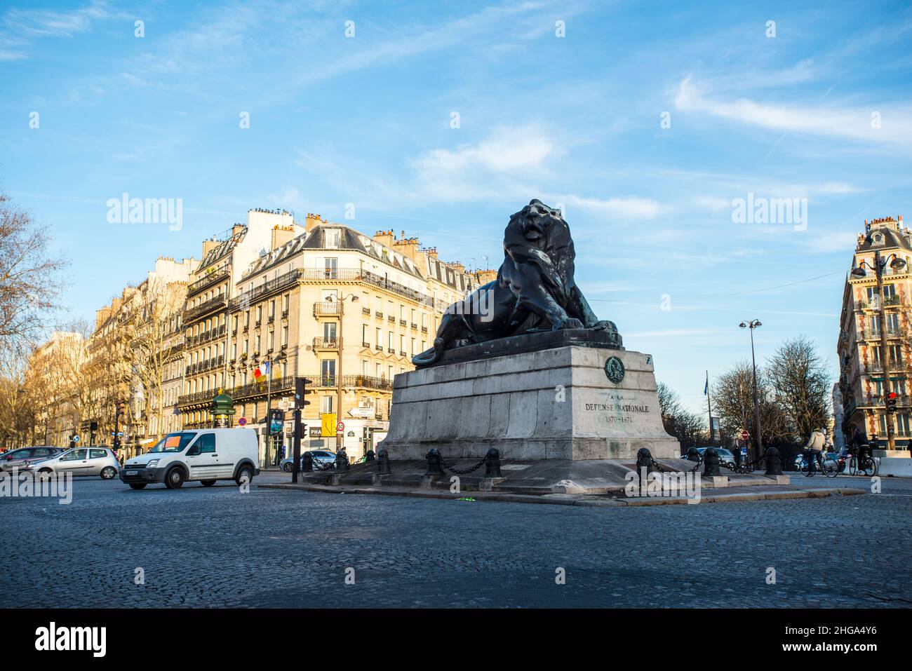 Statue du Lion de Belfort, place Denfert Rochereau, Paris Banque D'Images