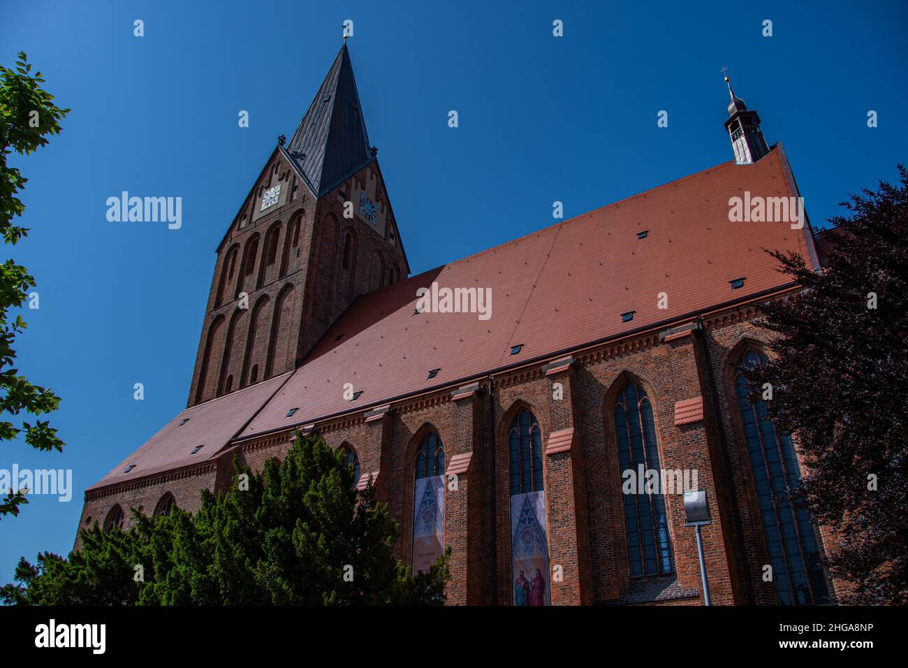 L'église Sainte Marie de 80 mètres de haut à Barth Banque D'Images