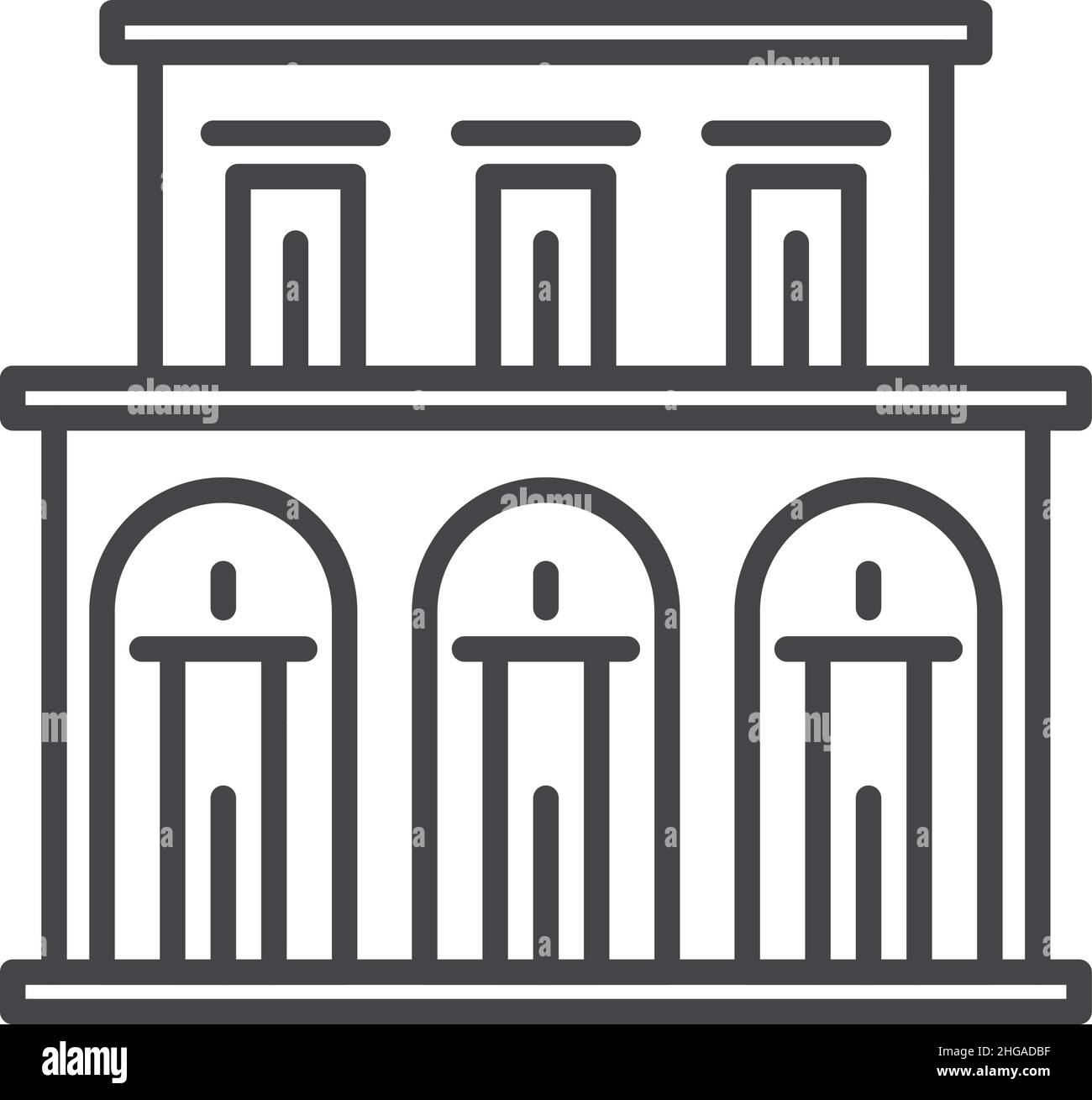 Icône de bâtiment public.Musée de la ville ou théâtre avec de grandes fenêtres Illustration de Vecteur