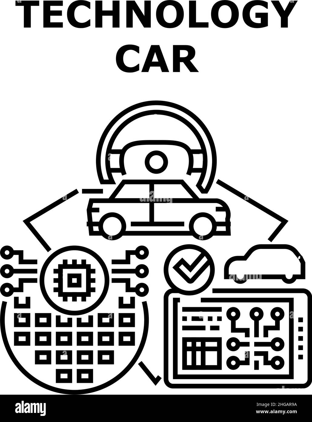 Illustration vectorielle de l'icône de voiture technologique Illustration de Vecteur
