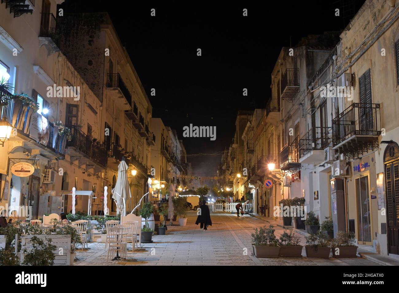 Vieille ville, Corso Giuseppe Garibaldi, Castellammare del Golfo, Sicile, Italie Banque D'Images