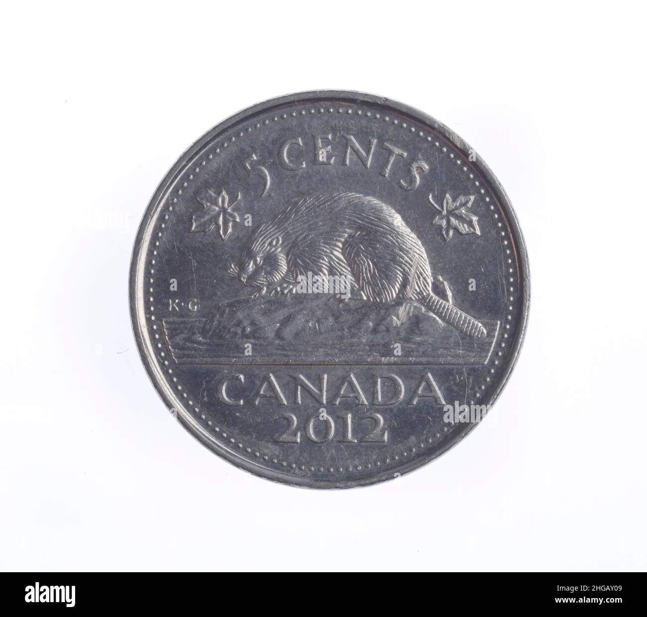 Pièce, 5 cents, Canada Banque D'Images