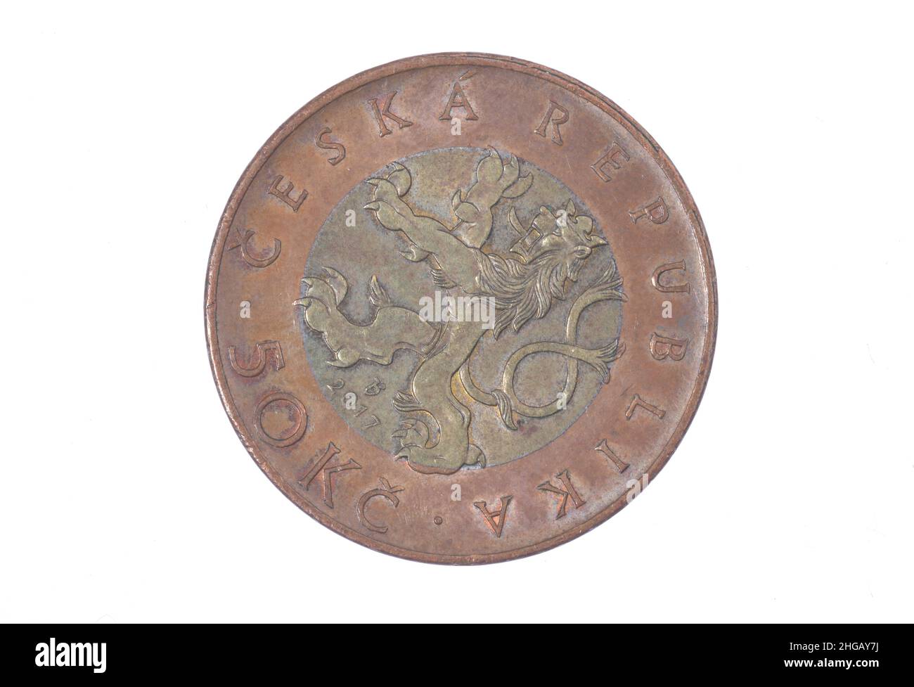 Coin, 50 couronnes, République Tchèque Banque D'Images