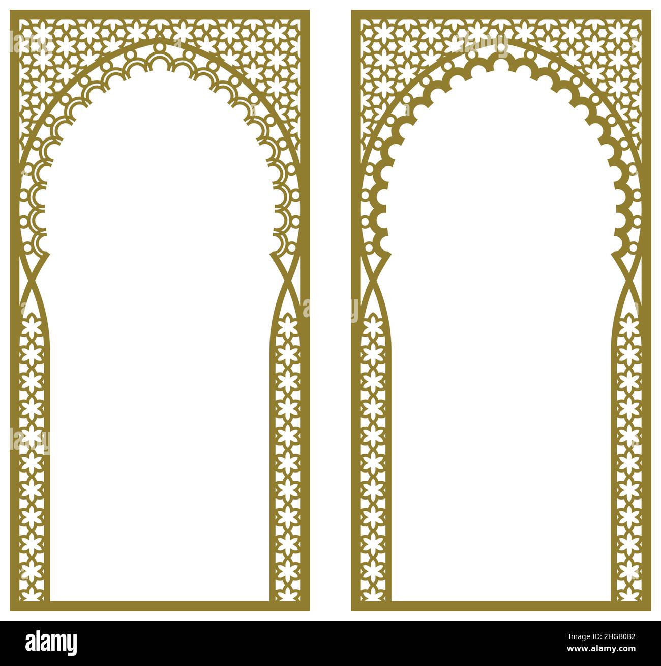 Cadre rectangulaire avec motif arabe et cadre en forme de courbure.Proportion 1x2 Illustration de Vecteur