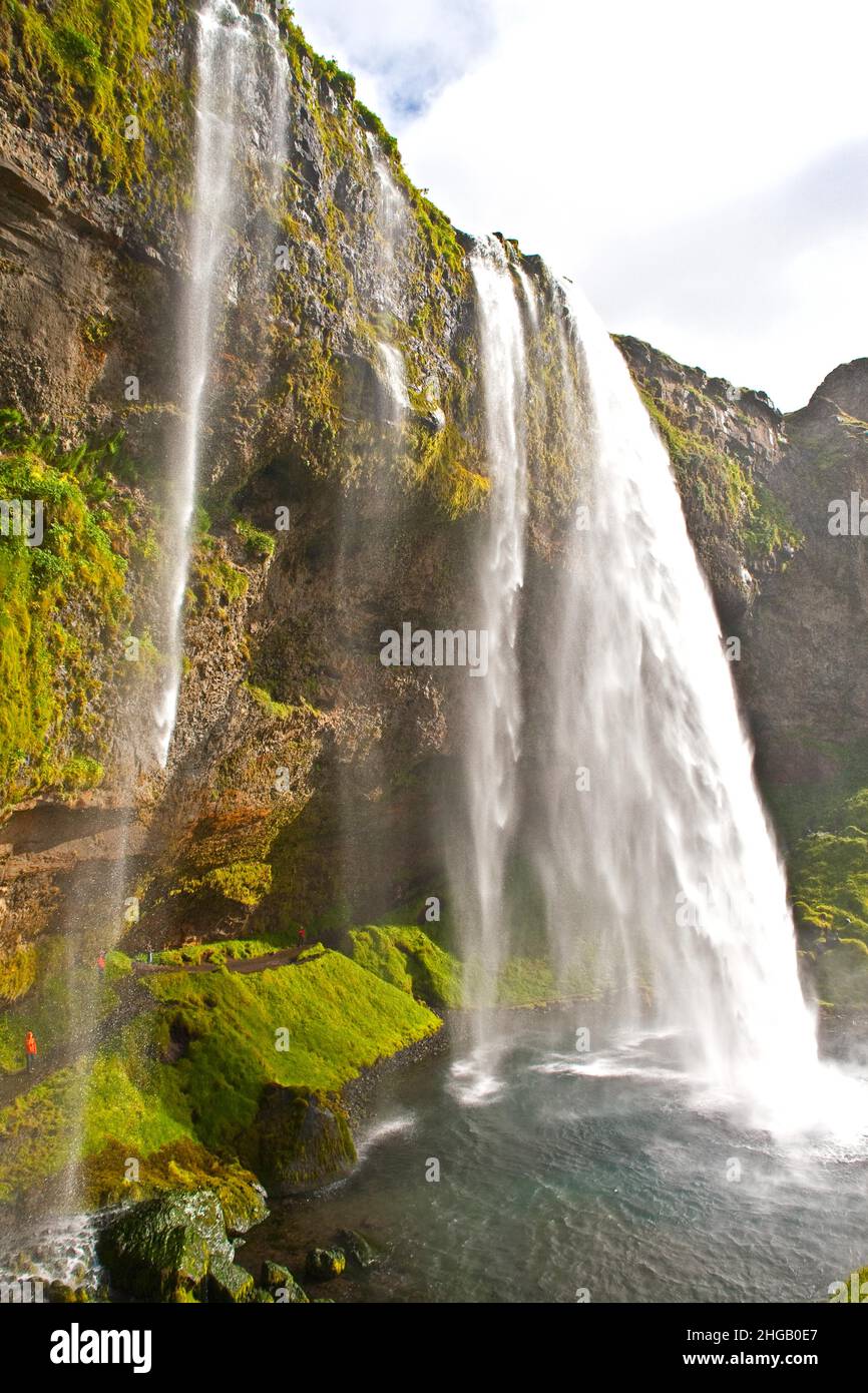 Chute d'eau Seljalandsfoss, chute d'eau, Islande Banque D'Images