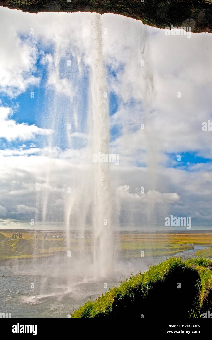Chute d'eau Seljalandsfoss, chute d'eau, Islande Banque D'Images