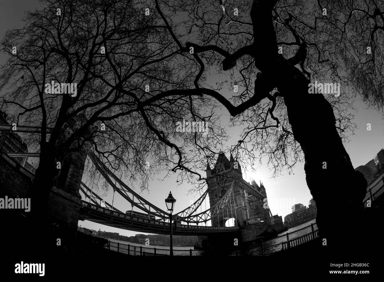 Tower Bridge, vues très grand angle.Londres, Royaume-Uni Banque D'Images