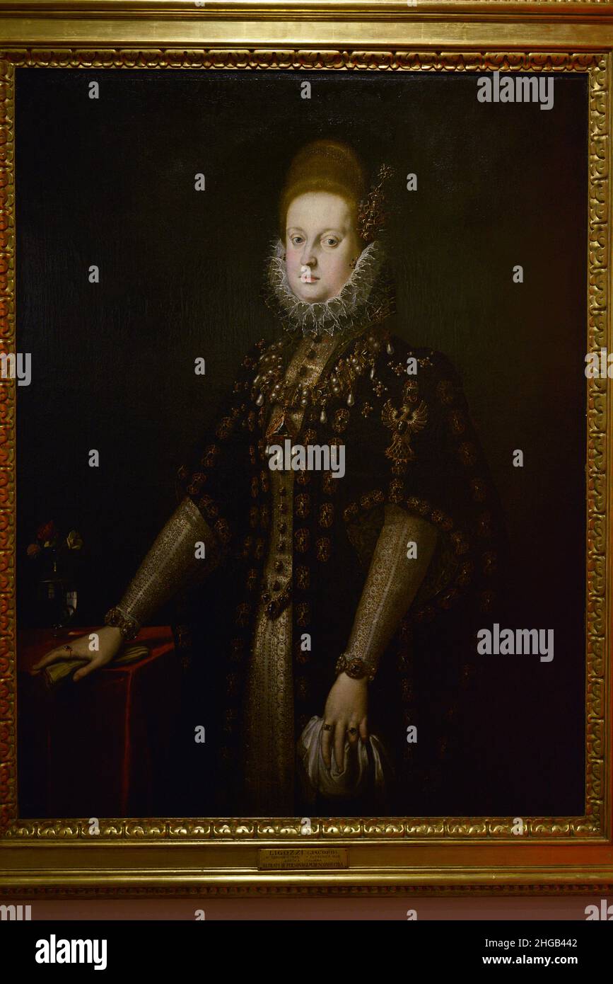 Margherita Gonzaga d'Este (1564-1618).Noble italien.Duchesse de Ferrara.Portrait de Jacopo Ligozzi (1547-1627), 1593.De l'Académie royale des Beaux-Arts. Musée national d'Art ancien Lisbonne, Portugal. Banque D'Images