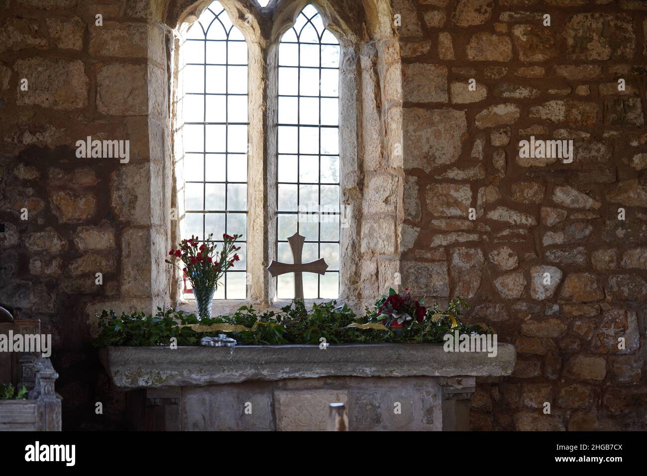 Eglise St Mary, Lead, près de Saxton North Yorkshire England, bâtiment classé II*.La chapelle est proche du site de la bataille de Towton 1461 Banque D'Images