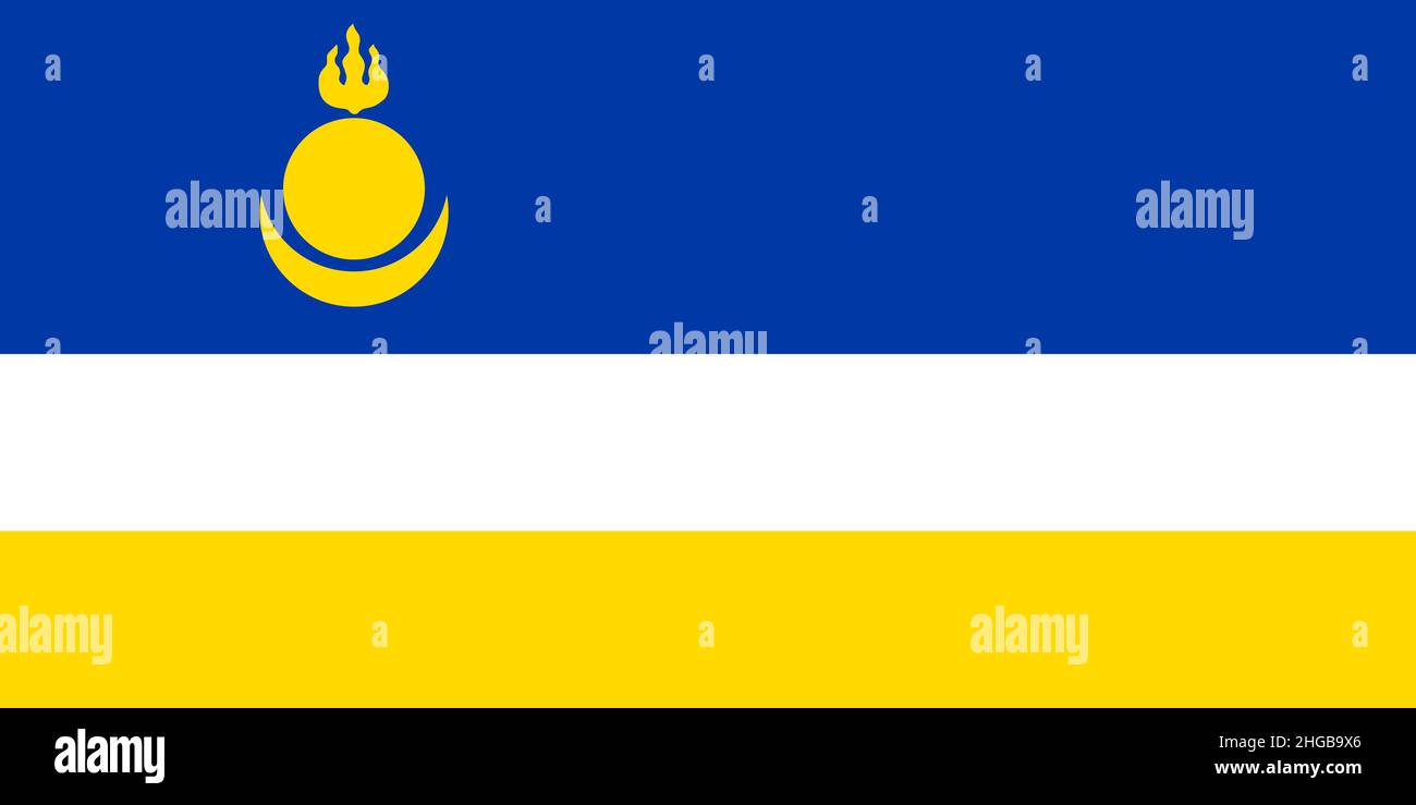 Grand drapeau plat officiel de Buryatia horizontal Banque D'Images