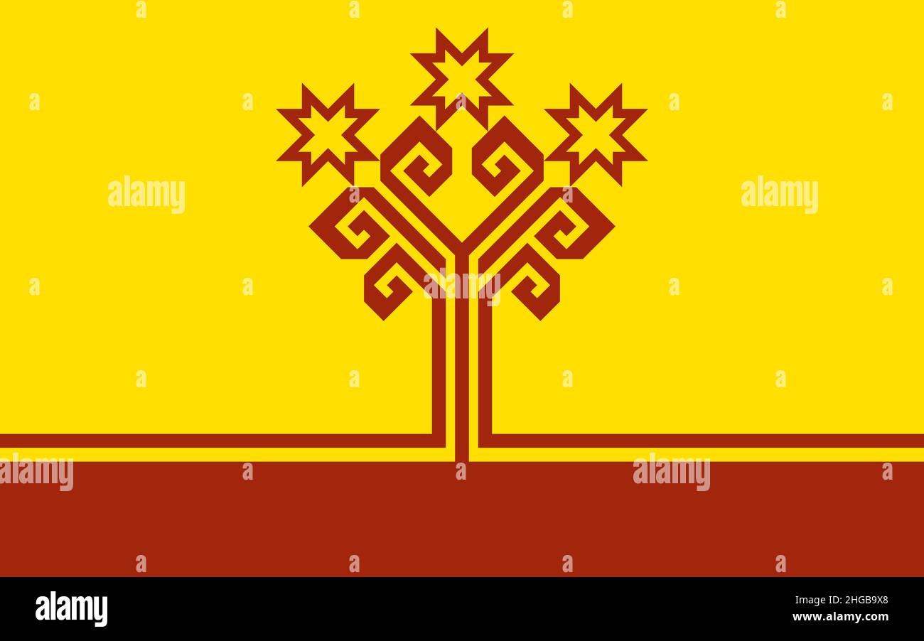Grand drapeau plat officiel de Chuvashia horizontal Banque D'Images