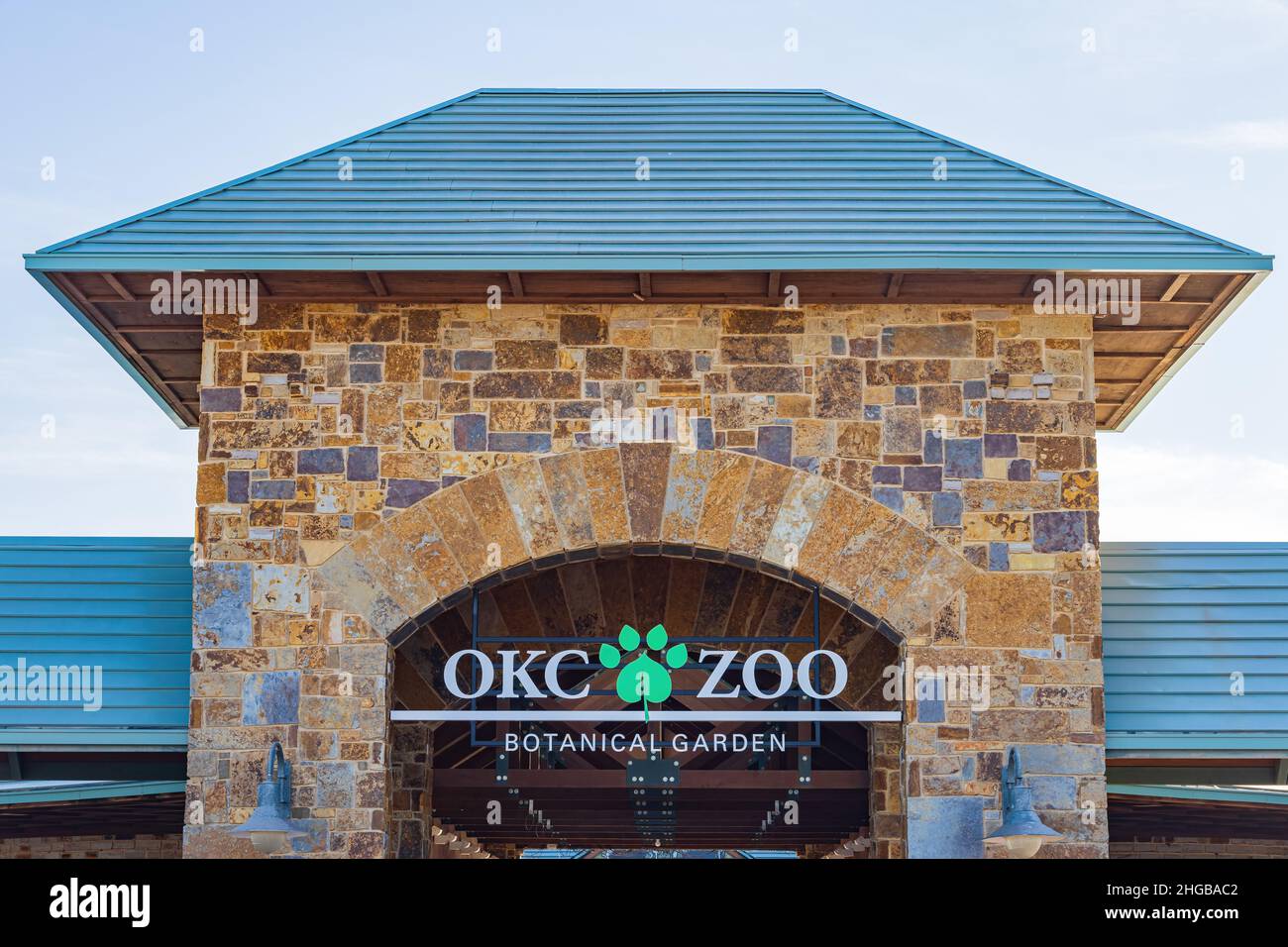 Oklahoma, déc 16 2021 - panneau d'entrée du zoo Banque D'Images