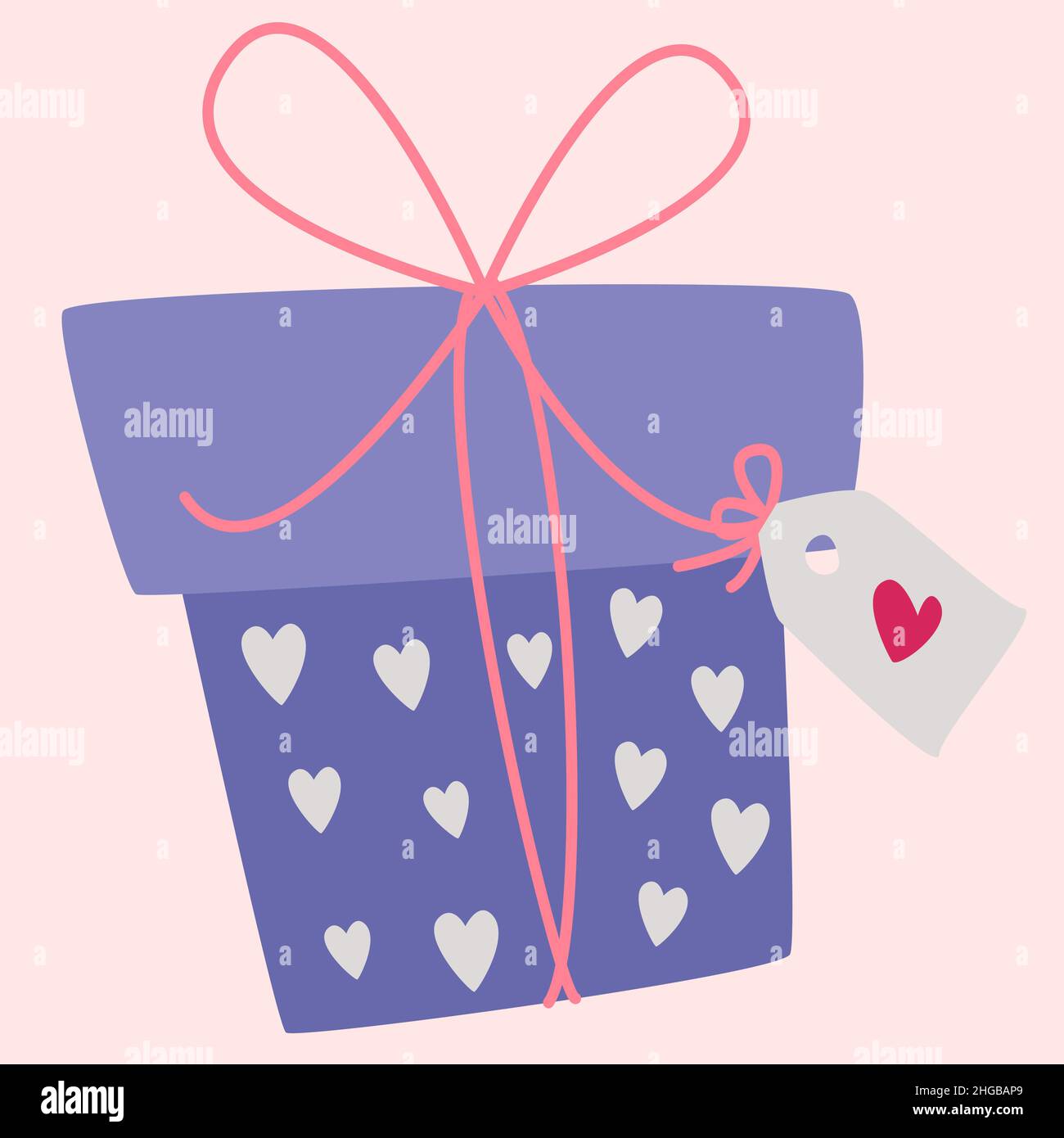 Un cadeau le jour des vacances.Des symboles d'amour vectoriels en forme de boîte et un cœur pour les femmes heureuses, la fête des mères, la Saint-Valentin.Une série de Illustration de Vecteur