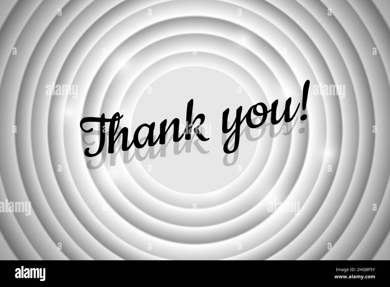 Texte de remerciement sur l'écran de cinéma rétro à cercle blanc.Titre noir sur l'arrière-plan du film silencieux.Bannière de message promotionnel noir.Illustration du vecteur eps Illustration de Vecteur