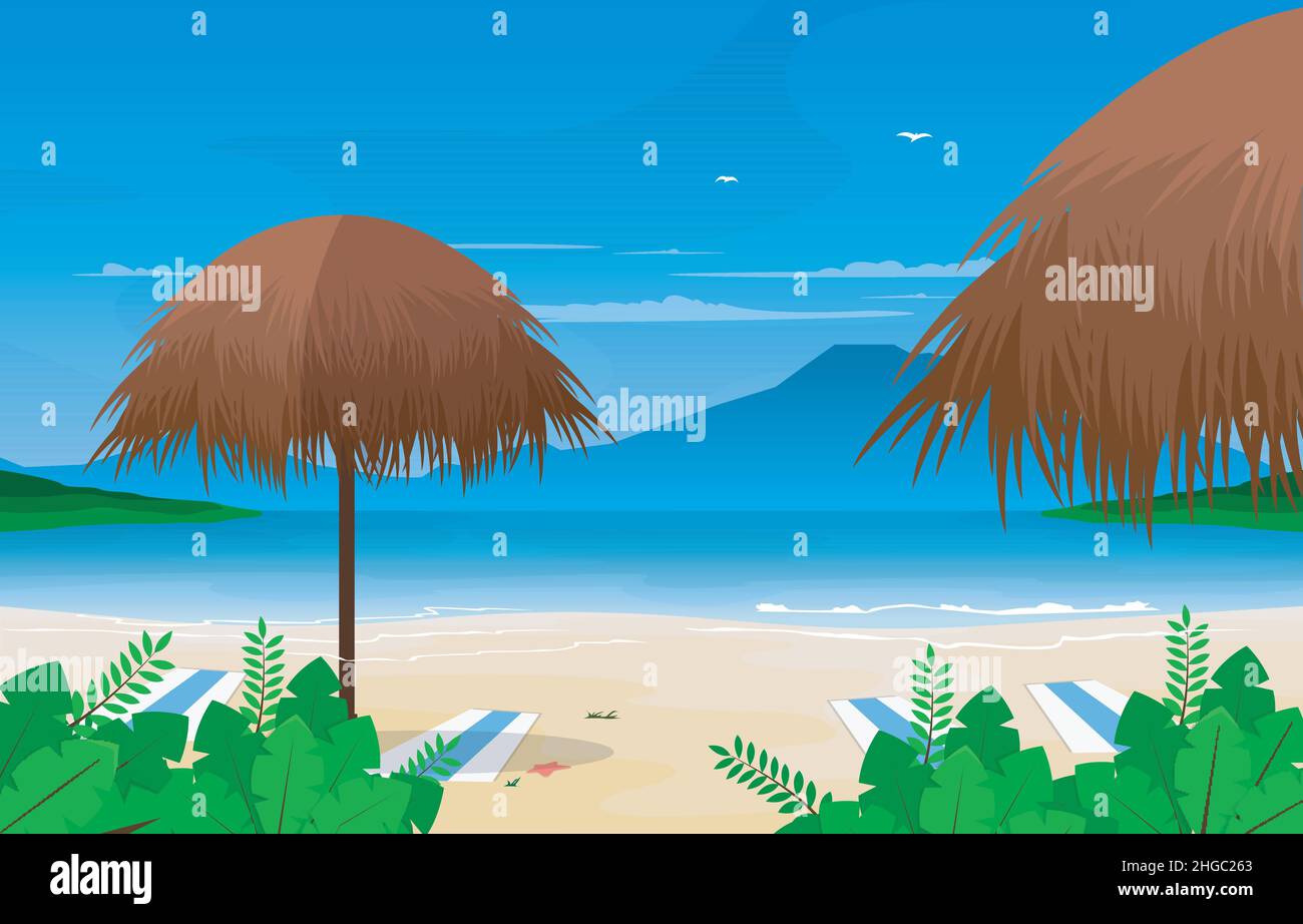 Île Hut Mer Paysage d'été Karma Kandara Beach Bali Illustration Illustration de Vecteur