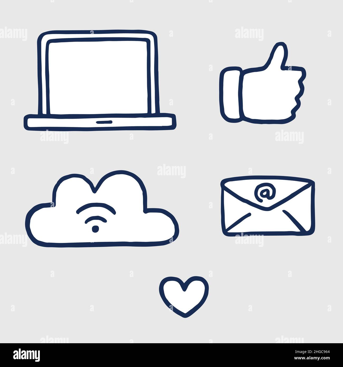 Réseaux sociaux Doodle Line Drawing Icons Vector image Set Collection Illustration de Vecteur