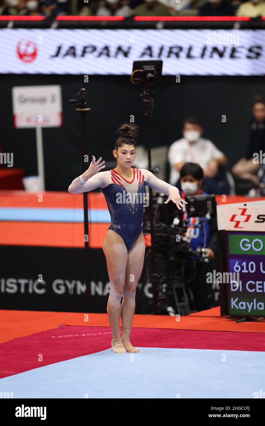 Kitakyushu exercice individuel tout autour de la finale pour femmes au Kitakyushu General Gymnasium, Fukuoka, Japon.21 octobre 2021.Kayla Di Cello (Etats-Unis) Gym artistique : FIG Championnat du monde de gymnastique artistique 2021 à Kitakyushu exercice individuel tout autour de la finale des femmes au Kitakyushu Gymnasium général, Fukuoka, Japon .Credit: YUTAKA/AFLO SPORT/Alay Live News Banque D'Images