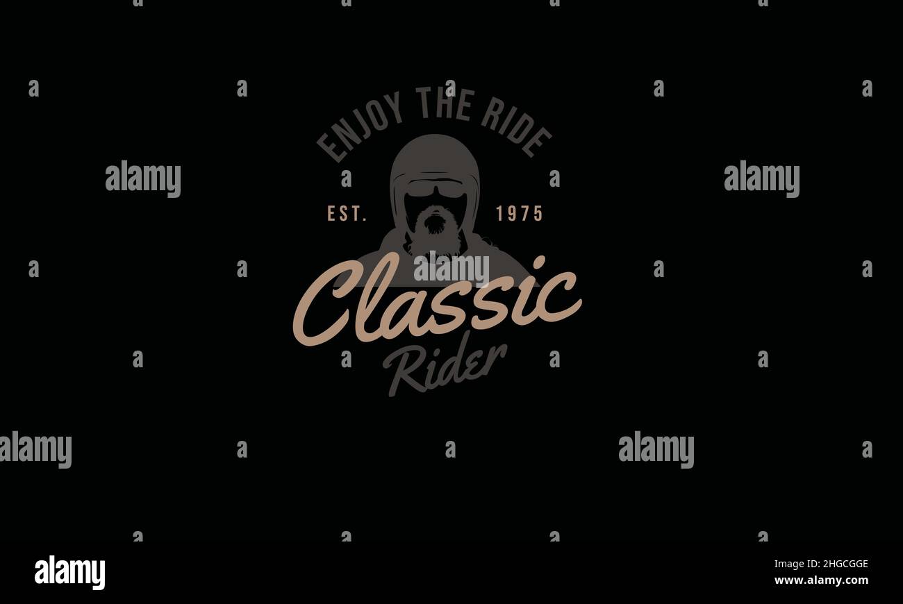 classic rider man vintage moto monogramme texte modèle vectoriel Illustration de Vecteur