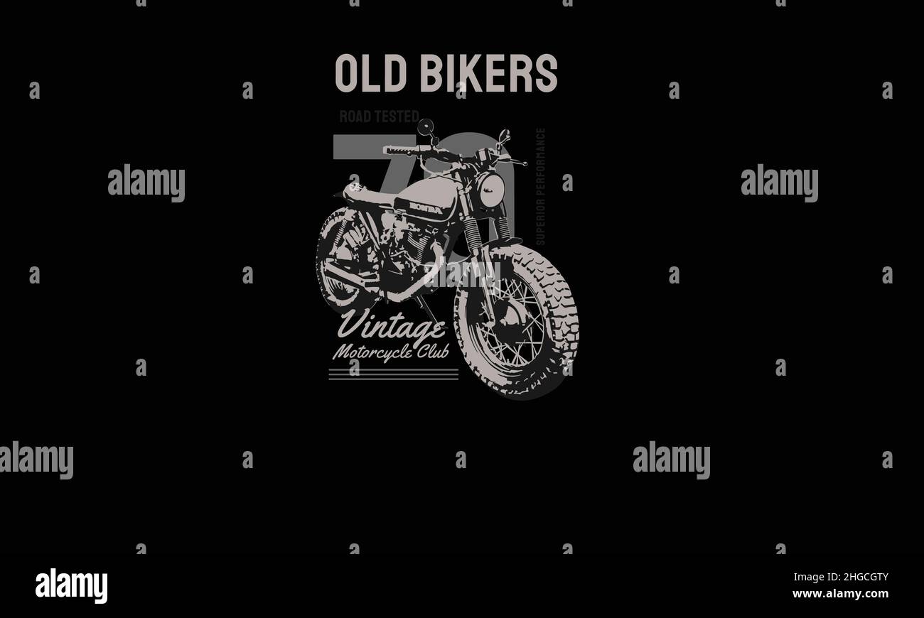 modèle de vecteur de texte de monogramme de moto vintage de old bikers Illustration de Vecteur