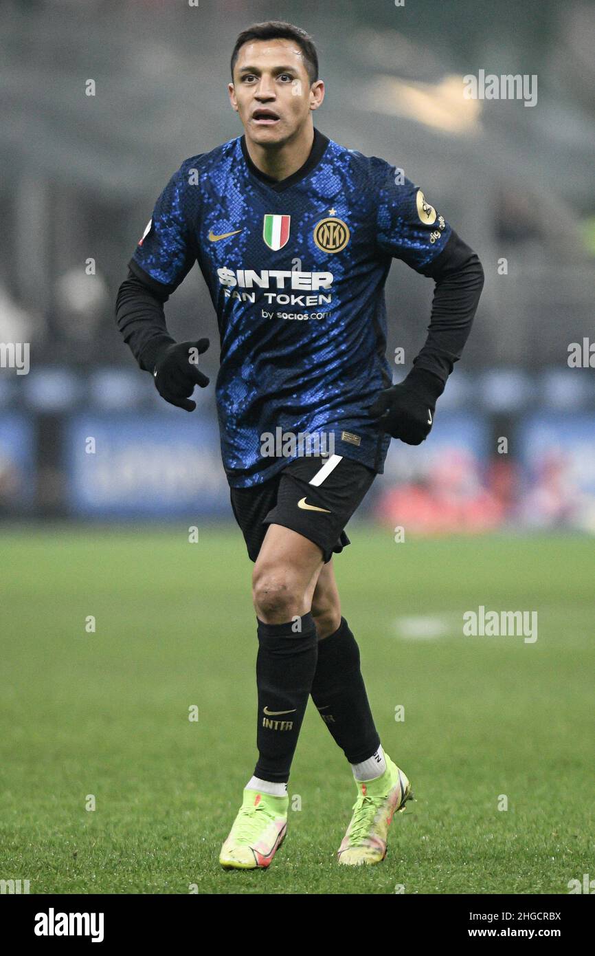 Milan, Italie, le 19 janvier 2022.Alexis Sanchez du FC Internazionale pendant le championnat italien de football de la série A FC Internazionale vs Empoli au stade San Siro à Milan, Italie le 19 janvier 2022 crédit: Piero Cruciatti/Alay Live News Banque D'Images