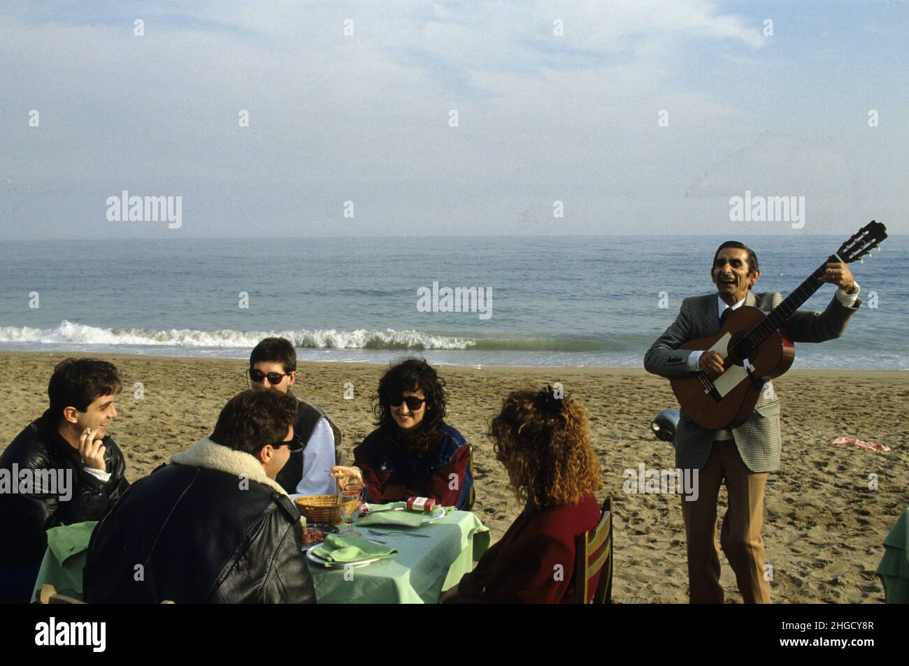 Espagne Barcelone cataluna barceloneta bord de mer flamenco folklorique 1992 Banque D'Images