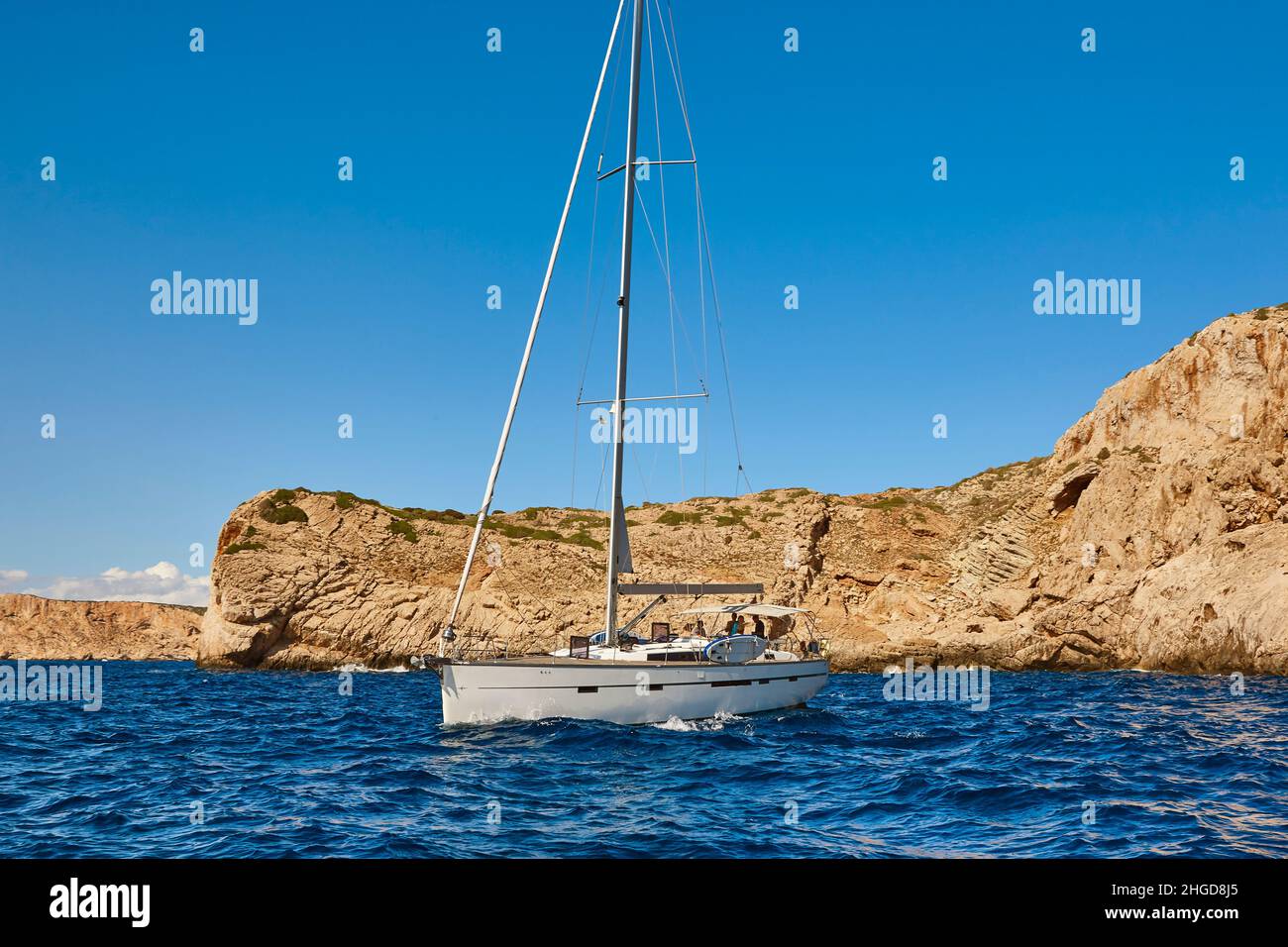 Voile en mer méditerranée.Archipel de Majorque.Île de Cabrera.Nautique Banque D'Images