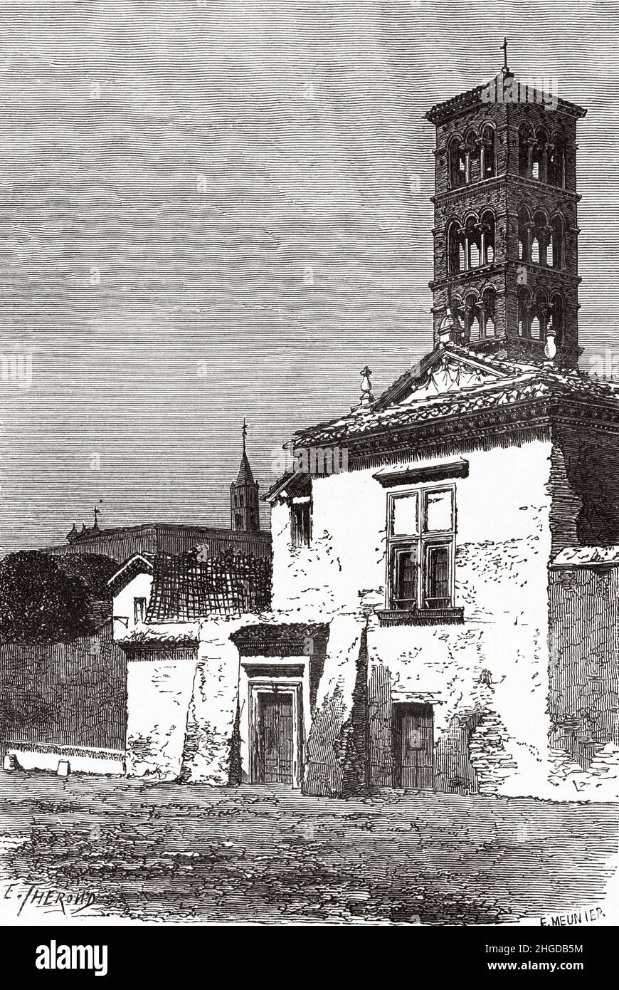 Couvent Basilica di Santa Pudenziana, Rome.Italie, Europe.Ancienne illustration gravée du 19th siècle de Voyage à Rome par Francis Wey, le Tour du monde 1870 Banque D'Images