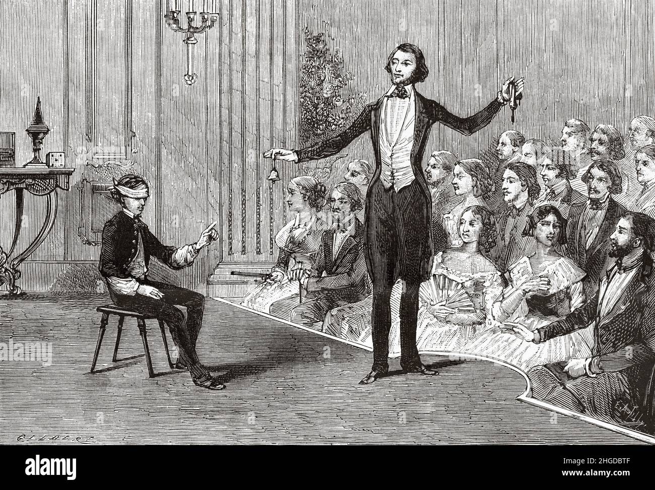 Double vue, expériences réalisées par Robert Houdin en 1847, France.Europe.Ancienne illustration gravée du 19th siècle de la nature 1884 Banque D'Images