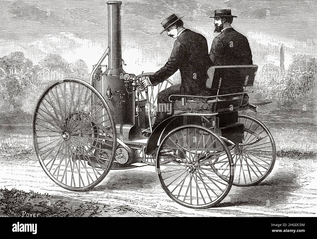 Le paeton à vapeur de Dion, Bouton et Trepardoux, France.Europe.Ancienne illustration gravée du 19th siècle de la nature 1884 Banque D'Images