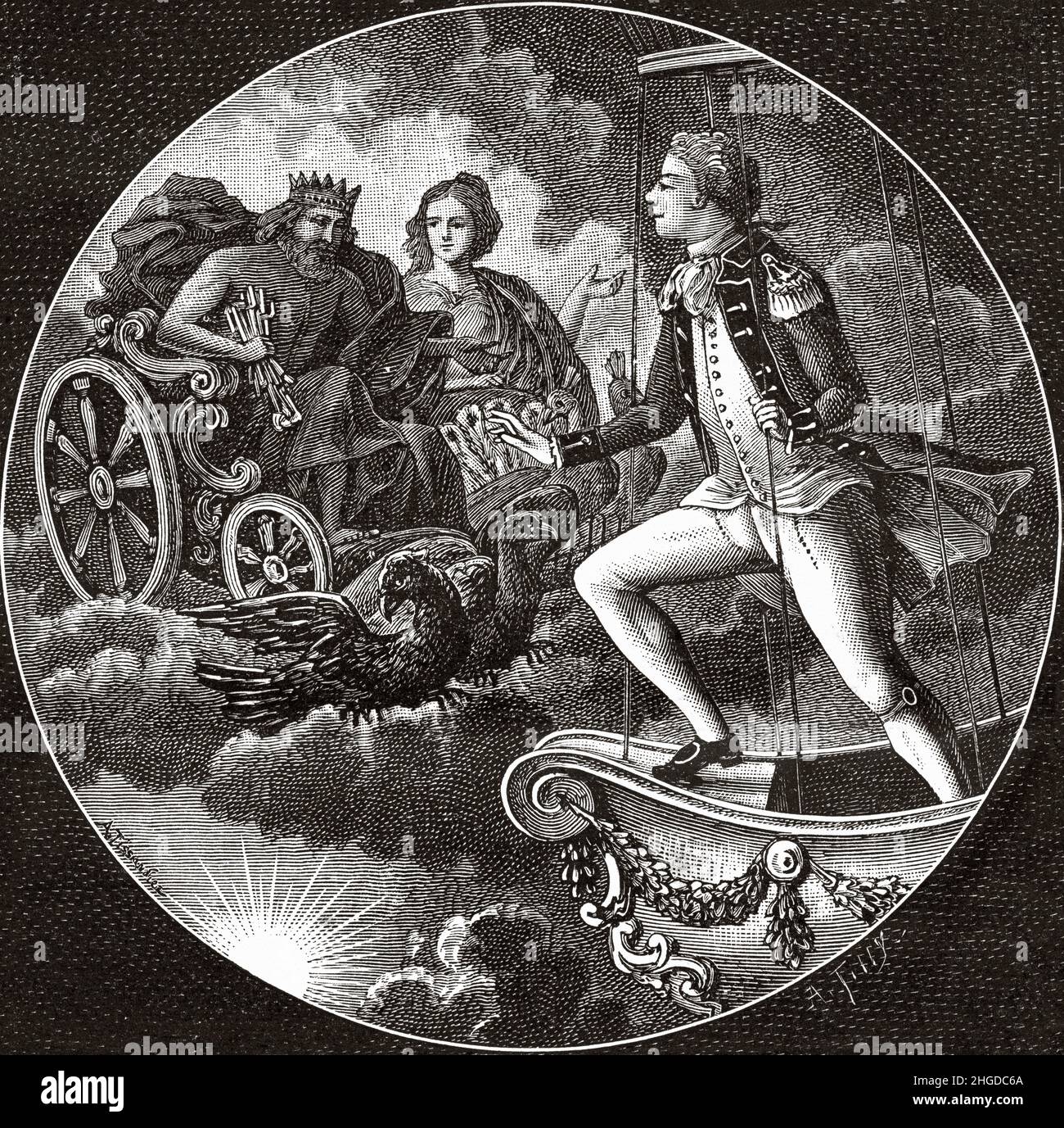 Vicenzo Lunardi (1759-1806) inventeur italien, aéronautique officielle et pionnière.Ancienne illustration gravée du 19th siècle de la nature 1884 Banque D'Images