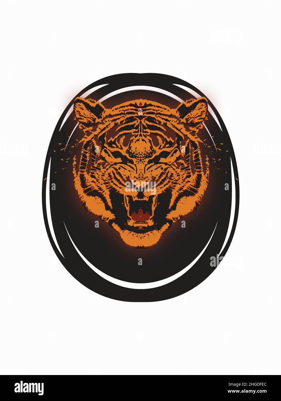 Tête de tigre dans le miroir, bête agressive, rendu 3D Banque D'Images