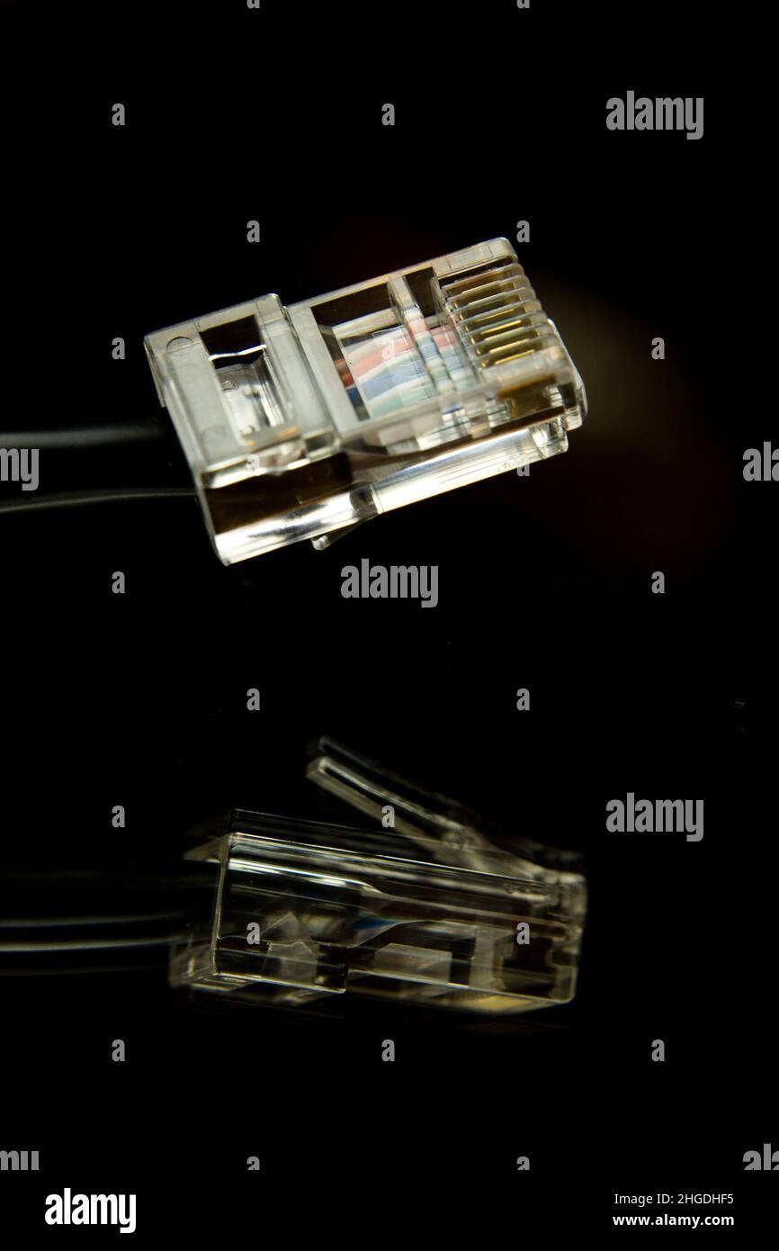 Double réflexion d'un câble ethernet Banque D'Images