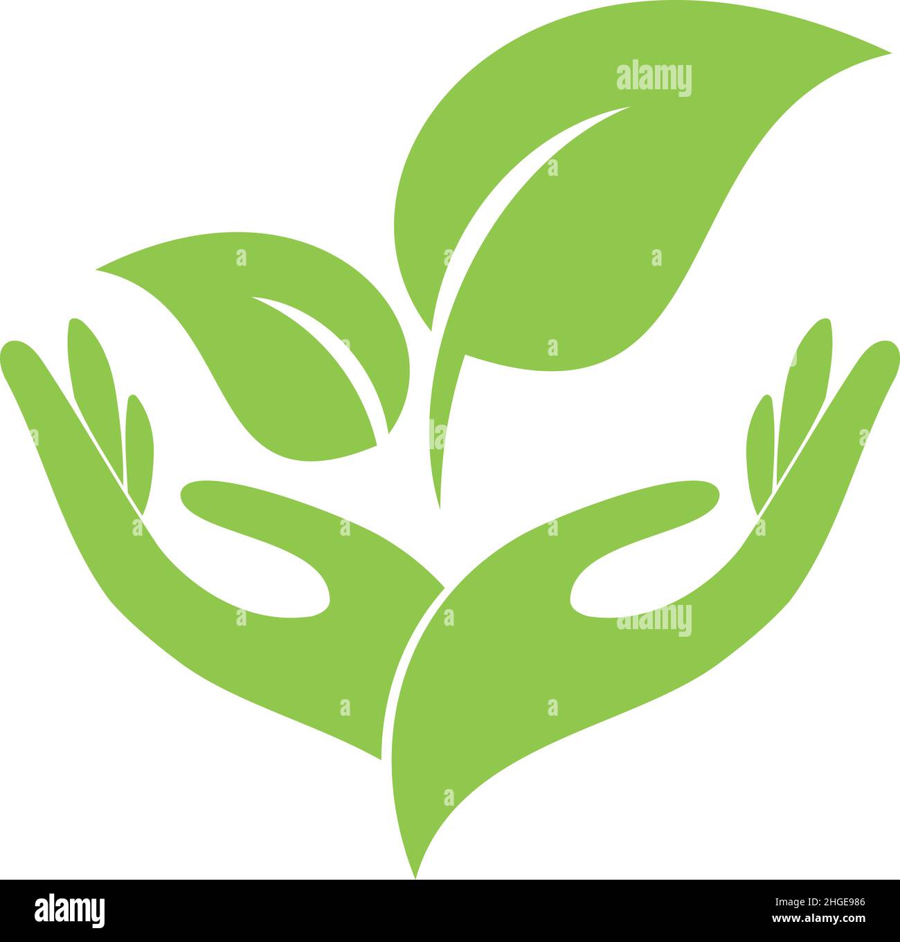 Mains, feuilles, plante, bien-être, jardinier,Logo Illustration de Vecteur