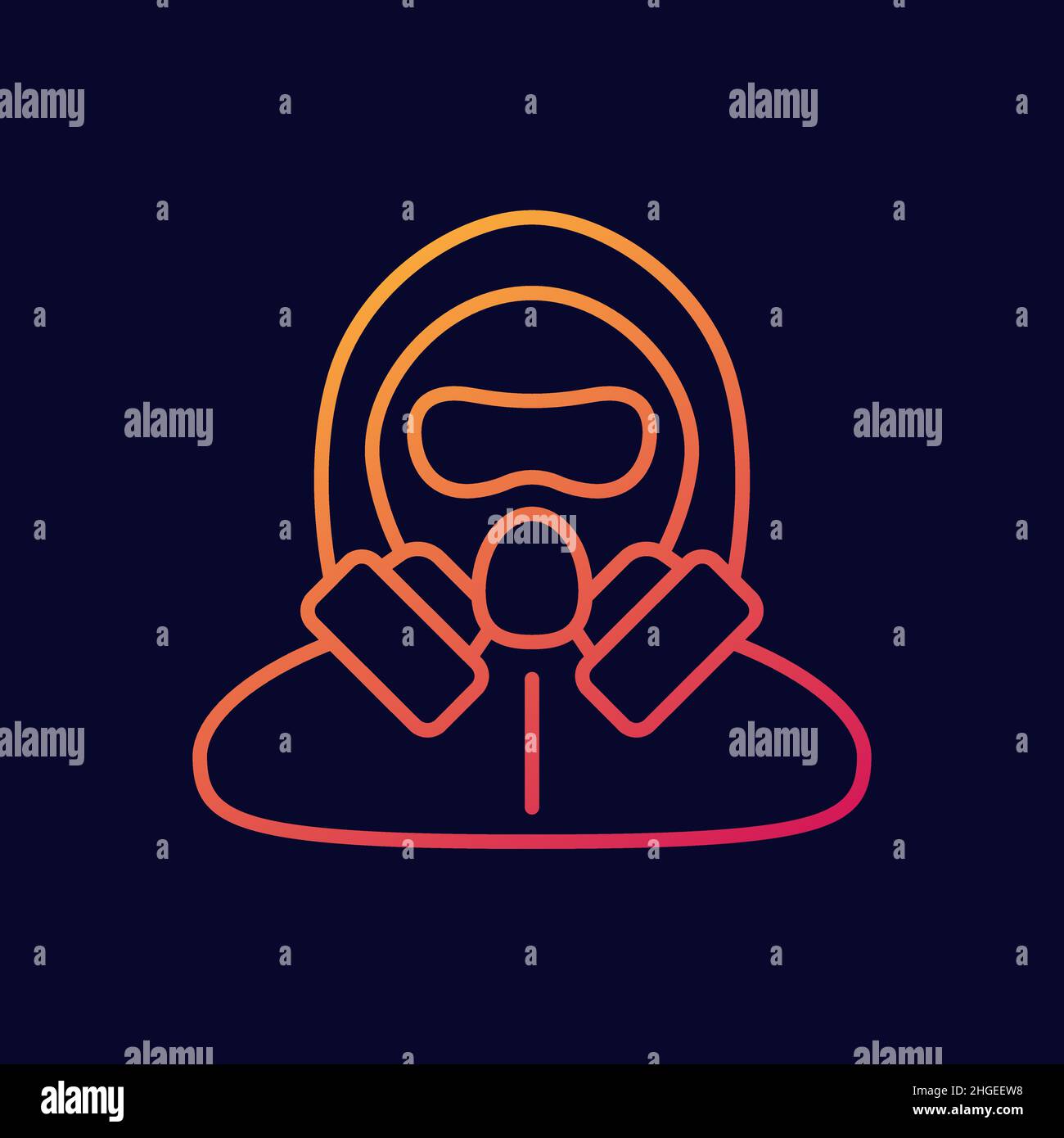 icône hazmat suit line vector Illustration de Vecteur