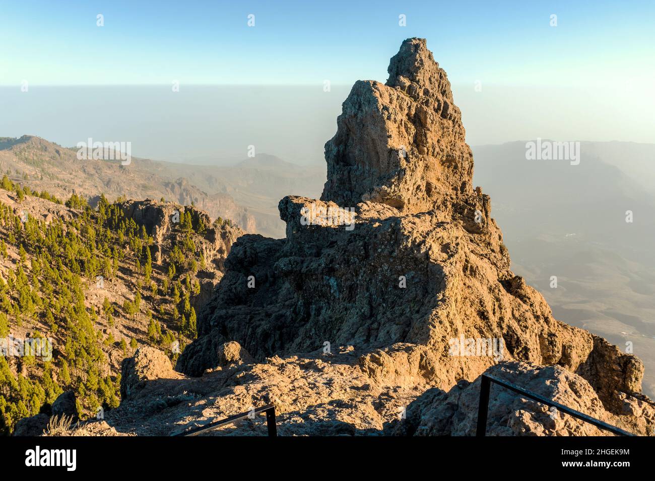 Vue depuis le plus haut sommet de la Grande Canarie appelée Pico de las nieves, îles Canaries, Espagne Banque D'Images