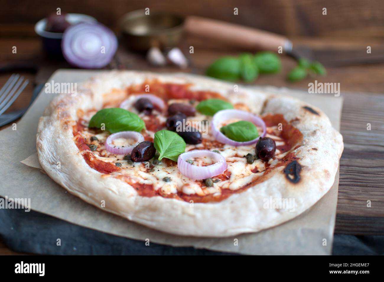 Pizza italienne traditionnelle au levain maison Banque D'Images