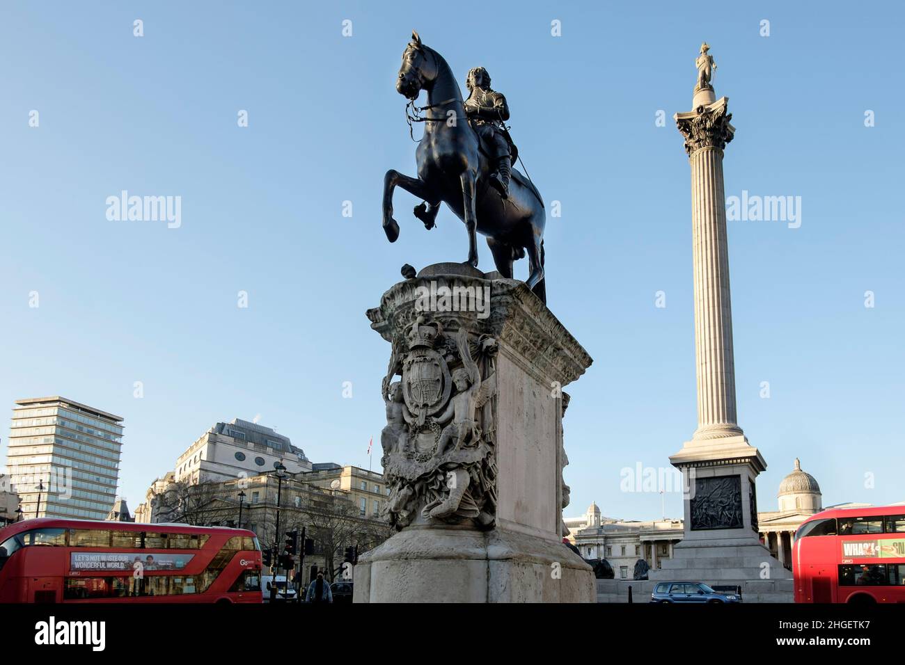 Statue du roi Charles I, Trafalgar Square, Londres, Royaume-Uni Banque D'Images