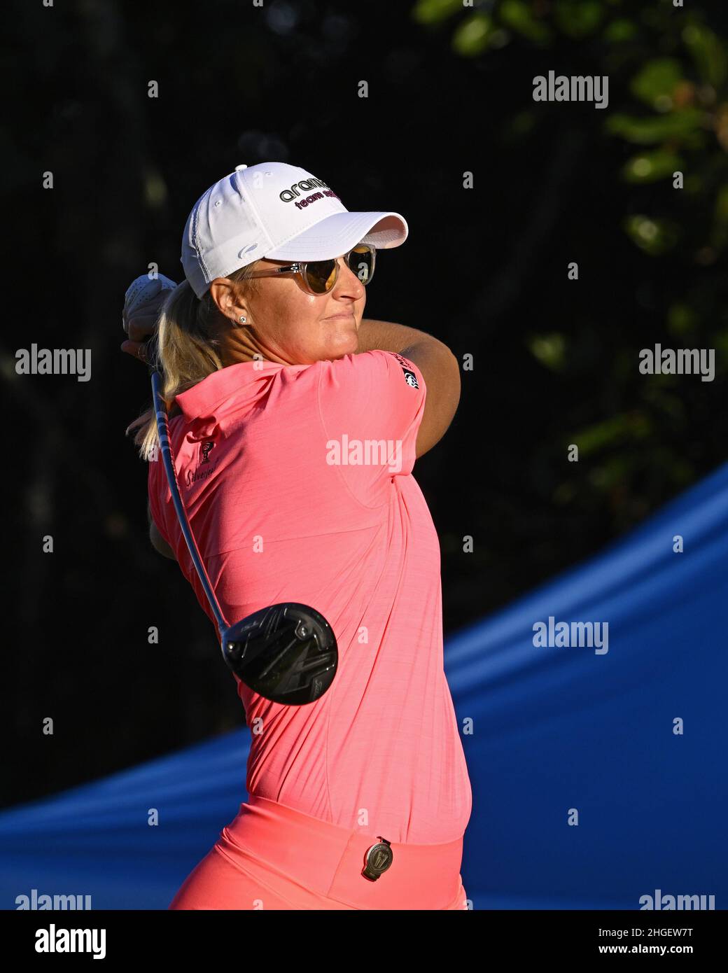 Orlando, États-Unis.20th janvier 2022.Anna Nordqvist, de Suède, est à l'origine de la première partie du tournoi de champions de vacances Hilton Grand de LPGA 2022 au Lake Nona Golf and Country Club d'Orlando, en Floride, le jeudi 20 janvier 2022 crédit: UPI/Alay Live News Banque D'Images