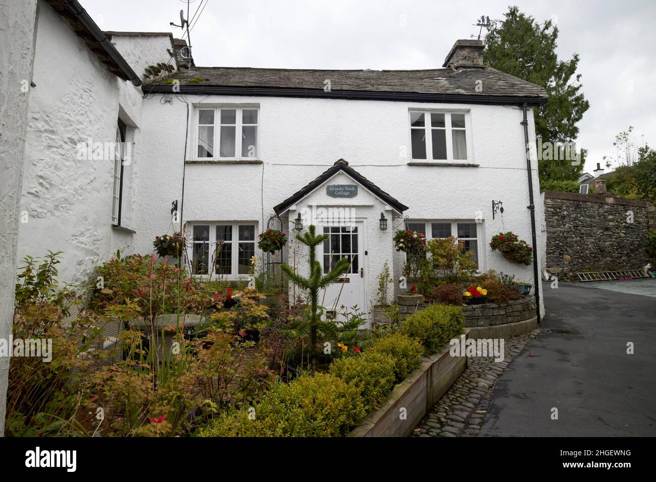 grandy nook cottage vicarage lane hawkshead village lake district, cumbria, angleterre, royaume-uni Banque D'Images