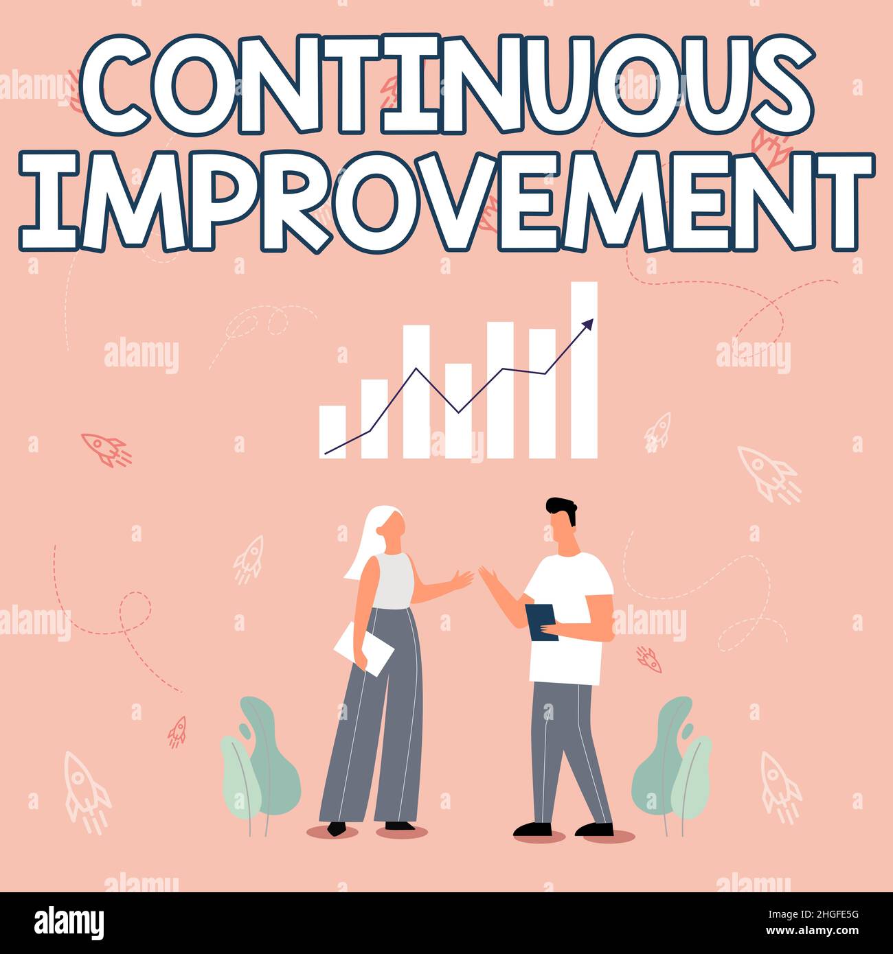 Inspiration montrant Sign amélioration continue, aperçu de l'entreprise apporter de petites améliorations cohérentes au fil du temps Illustration du partage de partenaires gagné Banque D'Images