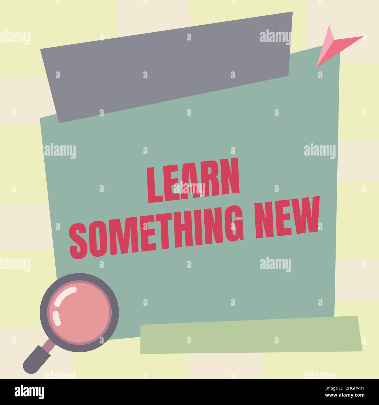 Écriture affichage de texte apprendre quelque chose de nouveau, approche d'entreprise acquérir des formations, des connaissances ou des compétences différentes Magnifier la recherche de dessin de verre Banque D'Images