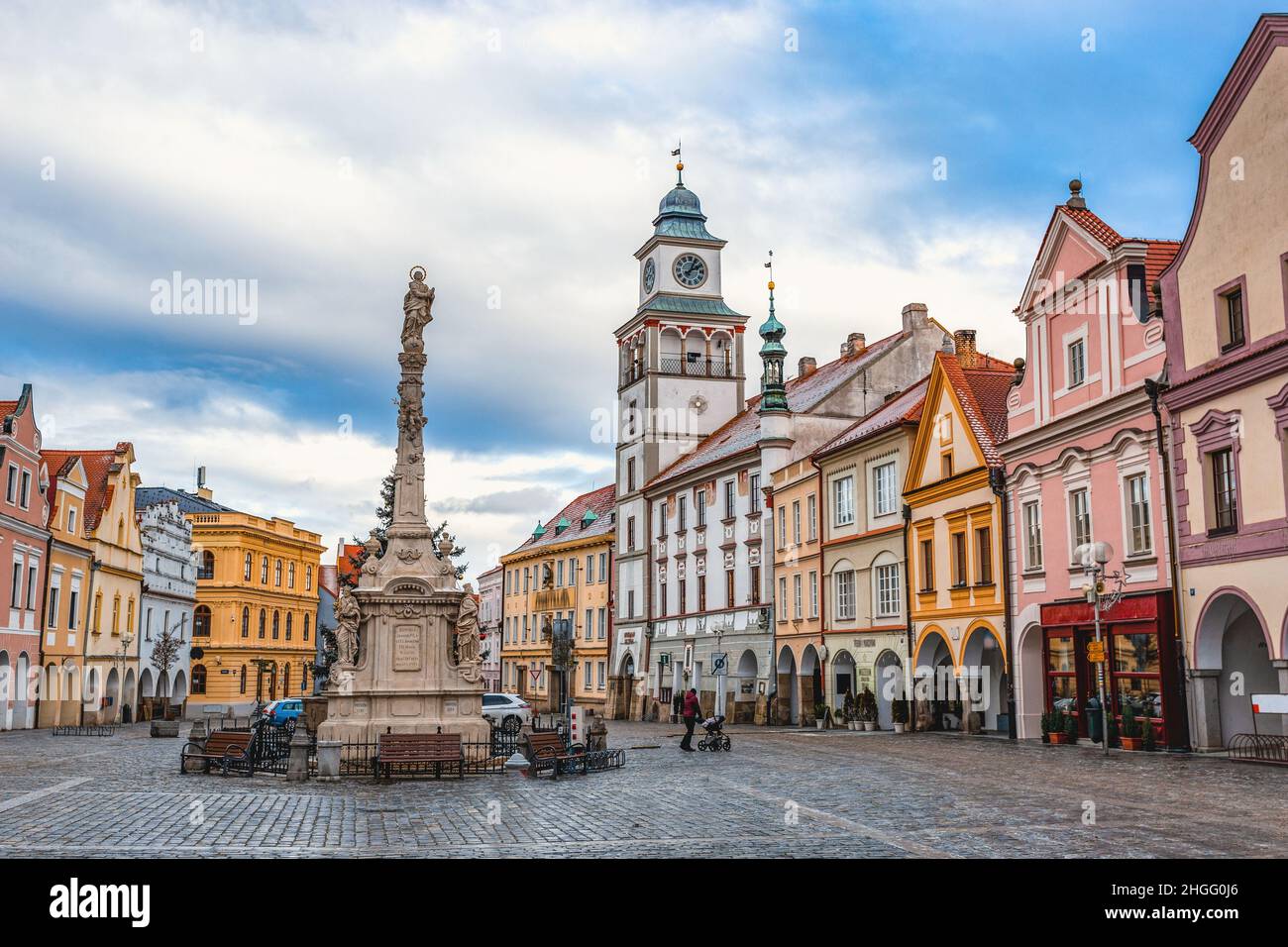 Centre-ville de Trebon, région du sud de la Bohême.République tchèque Banque D'Images