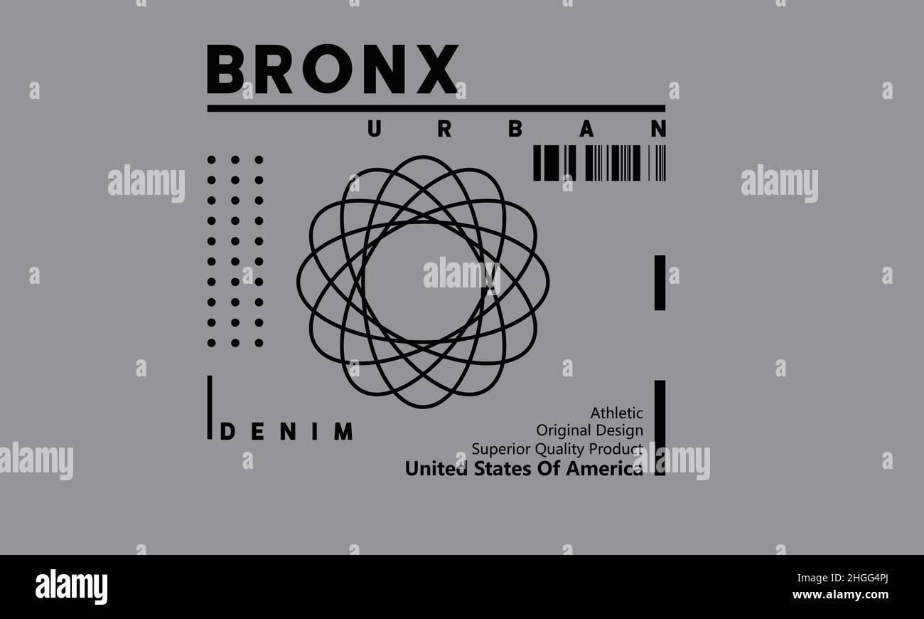 bronx street wear american urban t-shirt monogramme texte modèle vectoriel Illustration de Vecteur