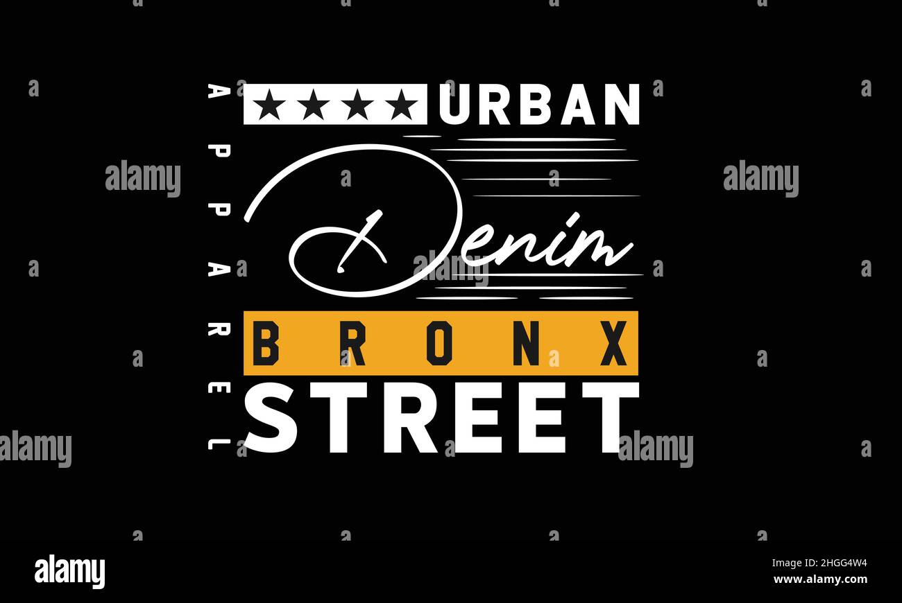 Denim bronx Street Wear american Urban t-shirt monogramme texte modèle vectoriel Illustration de Vecteur