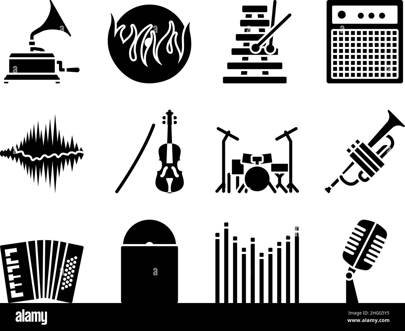 Icône de musique définie.Illustration vectorielle entièrement modifiable.Texte développé. Illustration de Vecteur