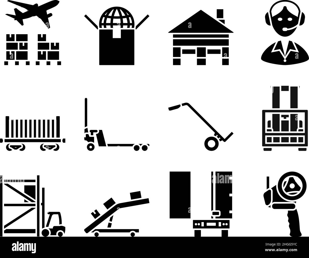 Ensemble d'icônes de la logistique.Illustration vectorielle entièrement modifiable.Texte développé. Illustration de Vecteur